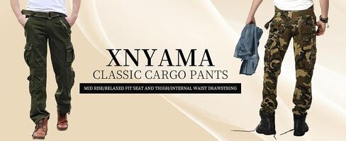 Men's Classic Casual Pants Heavy Cotton Cargo Work Trousers Military Army Combat Hiking Pant Multi Pockets in Kuwait