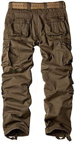 Men's Classic Casual Pants Heavy Cotton Cargo Work Trousers Military Army Combat Hiking Pant Multi Pockets in Kuwait