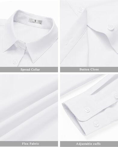 HOTOUCH Womens Dress Shirts Ladies Long Sleeve Button Down Shirts Slim Fit Collared Blouses for Work Office in Kuwait