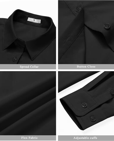 HOTOUCH Womens Dress Shirts Ladies Long Sleeve Button Down Shirts Slim Fit Collared Blouses for Work Office in Kuwait