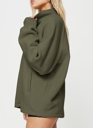 BLENCOT Women's Oversized Half Zip Long Sleeve Sweatshirt Casual Quarter Zipper Winter Fleece Pullover Tops with Pockets in Saudi Arabia