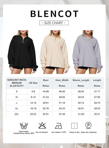 BLENCOT Women's Oversized Half Zip Long Sleeve Sweatshirt Casual Quarter Zipper Winter Fleece Pullover Tops with Pockets in Saudi Arabia