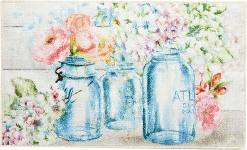 برومو ميلز الزهور الملونة في منطقة ماسون جار البساط للمطبخ، سجادة المدخل، غرفة المعيشة أو غرفة النوم، 1'8 بوصة × 2'10 بوصة، متعددة in Kuwait