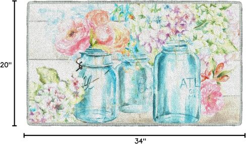 برومو ميلز الزهور الملونة في منطقة ماسون جار البساط للمطبخ، سجادة المدخل، غرفة المعيشة أو غرفة النوم، 1'8 بوصة × 2'10 بوصة، متعددة in Kuwait