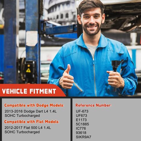 4 قطع UF673 ملفات الإشعال وشمعات الإشعال أطقم 93618 بديلة لـ 2013-2016 دودج دارت 1.4L 1368CC، 2012-2017 فيات 500 1.4L 1368CC in Kuwait