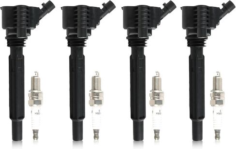 4 قطع UF673 ملفات الإشعال وشمعات الإشعال أطقم 93618 بديلة لـ 2013-2016 دودج دارت 1.4L 1368CC، 2012-2017 فيات 500 1.4L 1368CC in Kuwait