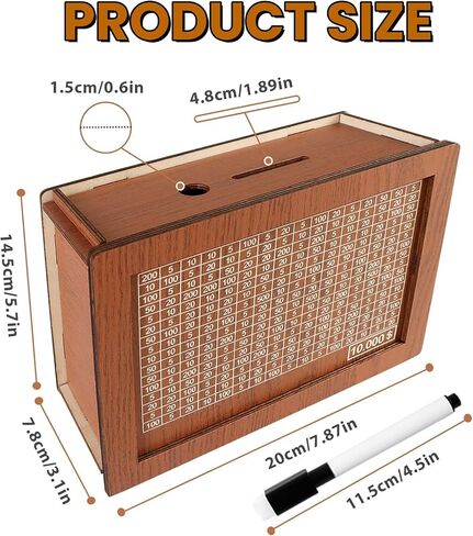 Cash Vault Wooden Savings Box, Wooden Cash Saver Money Saving Box Money Bank with Counter, Coin Counter Piggy Bank with Money Target and Numbers, Christmas Birthday Gifts for Kids, Friends ($10000) in Saudi Arabia