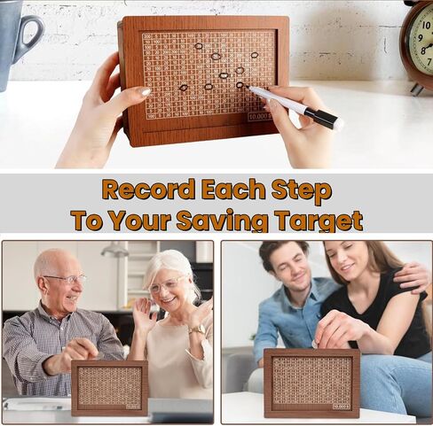 Cash Vault Wooden Savings Box, Wooden Cash Saver Money Saving Box Money Bank with Counter, Coin Counter Piggy Bank with Money Target and Numbers, Christmas Birthday Gifts for Kids, Friends ($10000) in Saudi Arabia