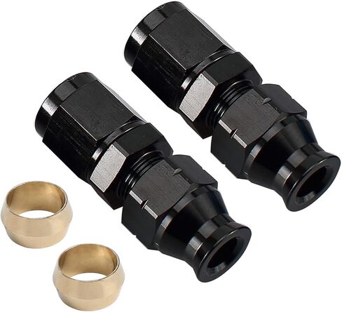 Aluminum Alloy -8 AN Female to 1/2" Hardline Tube Fuel Fitting Compression Adapter, Black Pack of 2 in Kuwait