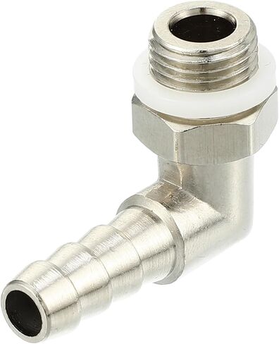 Motoforti Universal Car 90 Degree Brass Fitting Hose Adapter, Hose Fitting, 6mm 1/4" Barb to Male Metric M10x1, Durable, Brass, Silver Tone in Saudi Arabia