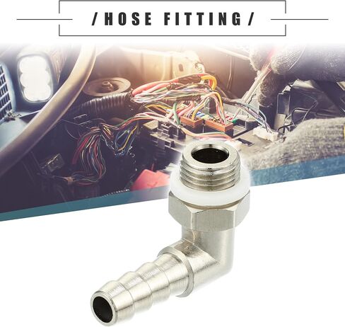 Motoforti Universal Car 90 Degree Brass Fitting Hose Adapter, Hose Fitting, 6mm 1/4" Barb to Male Metric M10x1, Durable, Brass, Silver Tone in Saudi Arabia