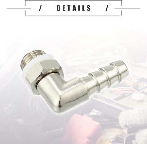 Motoforti Universal Car 90 Degree Brass Fitting Hose Adapter, Hose Fitting, 6mm 1/4" Barb to Male Metric M10x1, Durable, Brass, Silver Tone in Saudi Arabia