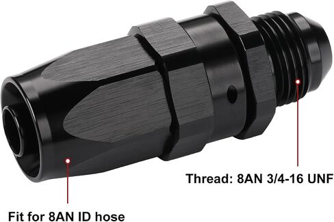 8AN Male Flare to 8AN Swivel Hose End Fitting Adapter Straight Aluminum Black in Saudi Arabia