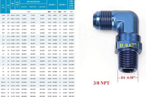 Blue Aluminum 90 Degree Male -6 AN to 3/8'' NPT Swivel Fitting, AN6 to 3/8 NPT in Saudi Arabia