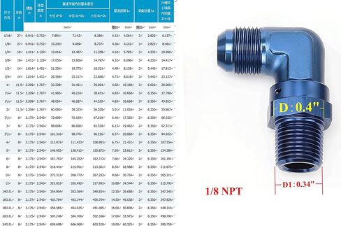Blue Aluminum 90 Degree Male -6 AN to 3/8'' NPT Swivel Fitting, AN6 to 3/8 NPT in Saudi Arabia