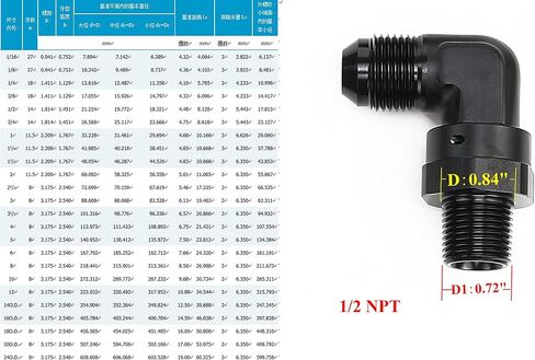 Blue Aluminum 90 Degree Male -6 AN to 3/8'' NPT Swivel Fitting, AN6 to 3/8 NPT in Saudi Arabia