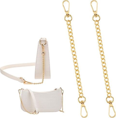 2pcs Crossbody Strap Extender, 7.8 Inch Bag Extender Chain for Purse and Handbags Bag Strap Replacement Accessories, Stainless Steel Purse Flat Chain with Swivel Clasps for Shoulder Bag Decoration in Saudi Arabia