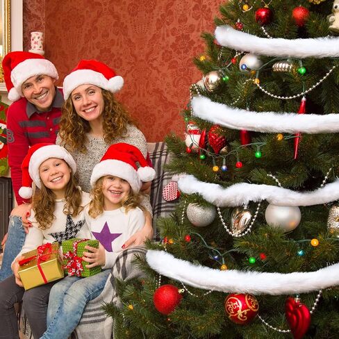 Christmas Faux Fur Ribbon Trim Winter Xmas Tree Winding Garland Artificial Furry Stripe Accessory Holiday Faux Fur Fabric Roll Garland for Xmas Party Sewing Costume Trimming (White, 3 Inch x 60 Ft) in Saudi Arabia