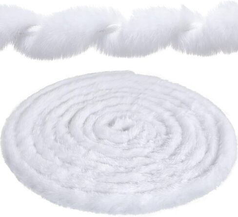 Christmas Faux Fur Ribbon Trim Winter Xmas Tree Winding Garland Artificial Furry Stripe Accessory Holiday Faux Fur Fabric Roll Garland for Xmas Party Sewing Costume Trimming (White, 3 Inch x 60 Ft) in Saudi Arabia