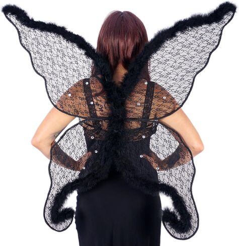 Zucker - Angel Feather Costume Wings - Adult Costume - Large Fairy Lace and Feather Wings - 40" x 30" in Saudi Arabia