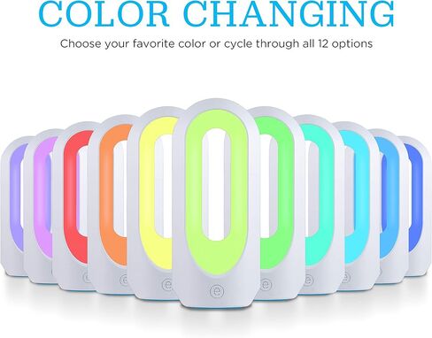 مصباح LED متغير اللون من Enbrighten، ليلة عصرية، أبيض خافت وألوان RBG نابضة بالحياة، أساسيات النوم، مثالية للمكتب المنزلي، الألعاب، غرفة النوم، غرفة الأطفال، ضوء القراءة، 49632، بلاستيك، أبيض in Kuwait