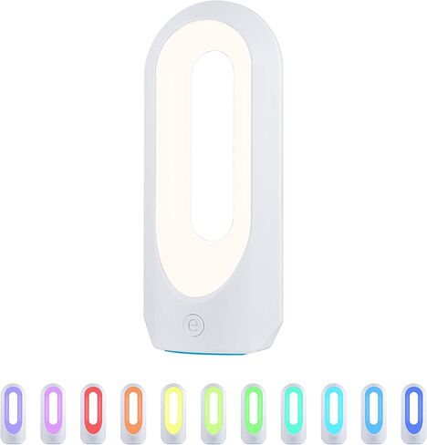 مصباح LED متغير اللون من Enbrighten، ليلة عصرية، أبيض خافت وألوان RBG نابضة بالحياة، أساسيات النوم، مثالية للمكتب المنزلي، الألعاب، غرفة النوم، غرفة الأطفال، ضوء القراءة، 49632، بلاستيك، أبيض in Kuwait