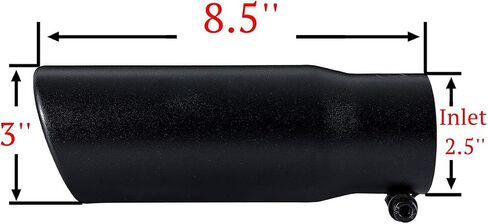 Black Exhaust tip - 2.5 Inch Inlet Bolt on Design- Black Coated Stainless Steel Car Muffler Tips 2.5" ID x 3"OD x 8.5"L in Saudi Arabia