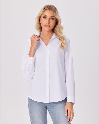 siliteelon Button Down Shirts for Women Wrinkle Free Dress Shirts Long Sleeve Shirts Formal Work Office Blouses Tops in Saudi Arabia