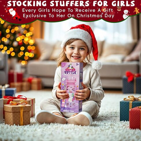 CUISH Gifts for Girls 4-12, Personalized Initial Gifts Stocking Stuffers for Kids Girls, Decorate Your Own Water Bottle with Unicorn Diamond Art Crafts Chrismtas Toys for 4-6-7-8-10-13 Year Old Girls in Saudi Arabia