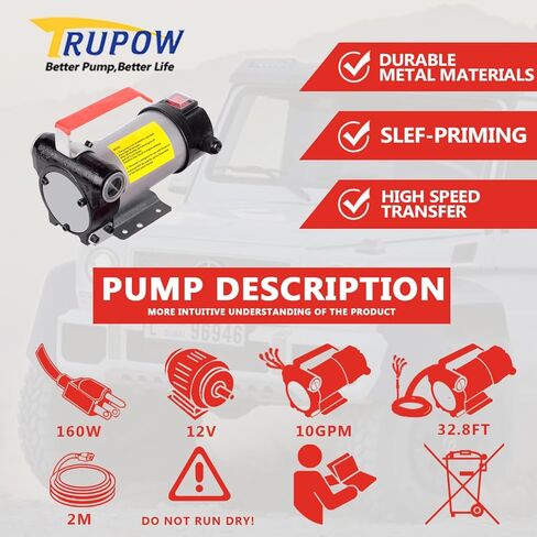 مضخة مستخرج نقل وقود الديزل والكيروسين الكهربائية ذاتية التحضير 12 فولت تيار مستمر 10GPM in Kuwait