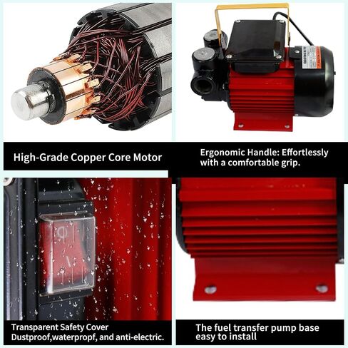 مضخة نقل الديزل BOBBITT AC 110V 175W، مضخة نقل الوقود الكهربائية 12 GPM مجموعة مضخة وقود الديزل ذاتية التحضير مع فوهة وقود AUOT وتركيب 2 خراطيم NPT in Kuwait