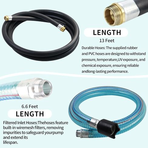 مضخة نقل الديزل BOBBITT AC 110V 175W، مضخة نقل الوقود الكهربائية 12 GPM مجموعة مضخة وقود الديزل ذاتية التحضير مع فوهة وقود AUOT وتركيب 2 خراطيم NPT in Kuwait