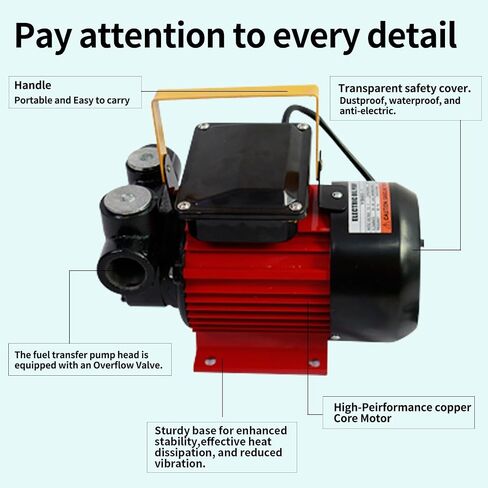 مضخة نقل الديزل BOBBITT AC 110V 175W، مضخة نقل الوقود الكهربائية 12 GPM مجموعة مضخة وقود الديزل ذاتية التحضير مع فوهة وقود AUOT وتركيب 2 خراطيم NPT in Kuwait