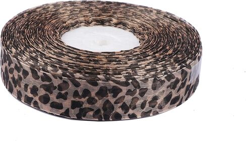 YYCRAFT Animal Leopard Print Organza Ribbon, 100 Yard x 1 Inch for Gift Package Wrapping, Hair, Wedding, Party Decoration,Tan Leopard in Saudi Arabia