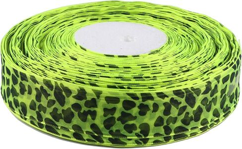 YYCRAFT Animal Leopard Print Organza Ribbon, 100 Yard x 1 Inch for Gift Package Wrapping, Hair, Wedding, Party Decoration,Tan Leopard in Saudi Arabia