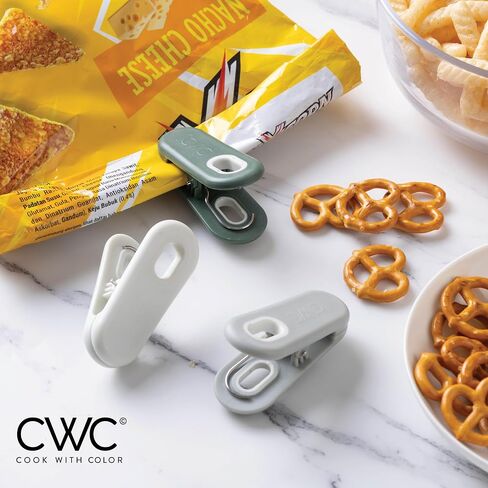 COOK WITH COLOR 10 Pc Bag Clips with Magnet- Food Clips, Chip Clips, Bag Clips for Food Storage with Air Tight Seal Grip, Snack Bags and Food Bags (Sage) in Saudi Arabia