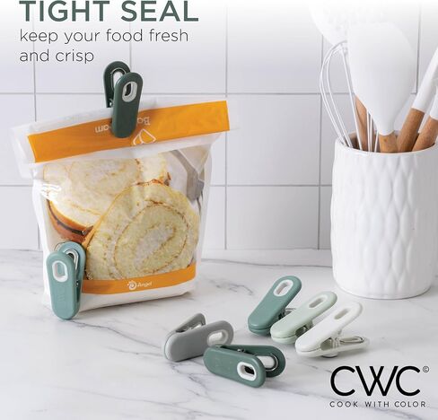 COOK WITH COLOR 10 Pc Bag Clips with Magnet- Food Clips, Chip Clips, Bag Clips for Food Storage with Air Tight Seal Grip, Snack Bags and Food Bags (Sage) in Saudi Arabia