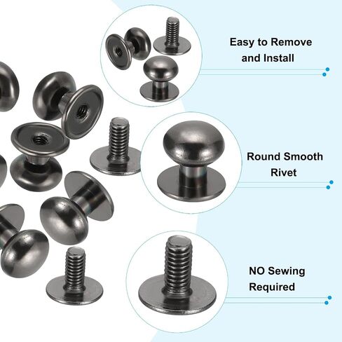 PATIKIL 10x11x11mm Rivets for Leather, 12 Pack Metal Button Spikes Screw Kit Screw Back Round Head Rivets Screw Buttons DIY Leather Button Stud Hardware Trim Craft, Silver in Saudi Arabia