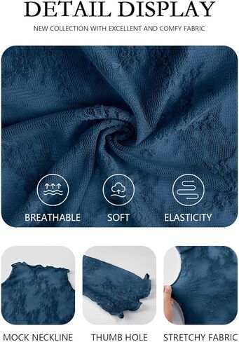 DOROSE بلوزة شبكية بأكمام طويلة للنساء من الدانتيل ورقبة وهمية، بلوزة شفافة مثيرة in Kuwait