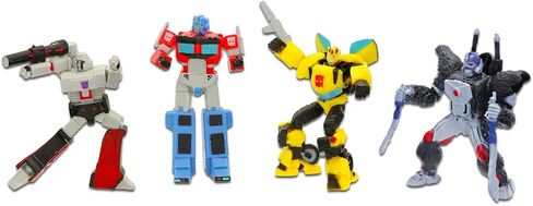 Transformers Mini Figures 4 Pack - Transformers Toy Bundle with 4" Squishy Transformers Cupcake Topper Figurines Plus Stickers, Bookmark | Transformers Party Supplies in Saudi Arabia