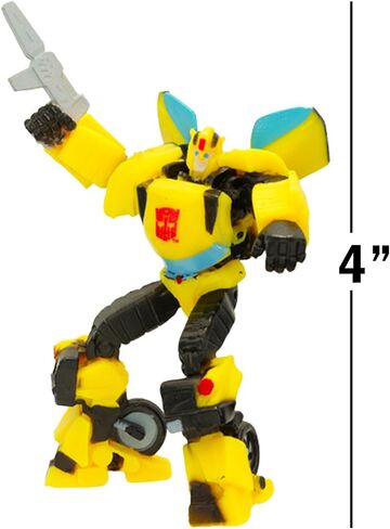 Transformers Mini Figures 4 Pack - Transformers Toy Bundle with 4" Squishy Transformers Cupcake Topper Figurines Plus Stickers, Bookmark | Transformers Party Supplies in Saudi Arabia