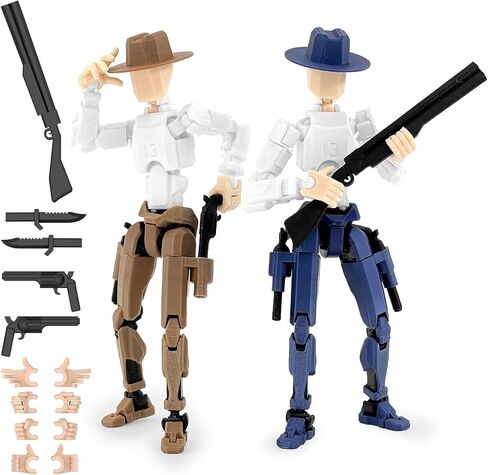 Titan 13 Action Figure, Cowboy Already Assembled Dummy 13 Action Figures for Boys, 2-Pack 5.4 inches T Lucky 13 Action Figure, Figura de acción t13, Brown & Blue in Saudi Arabia