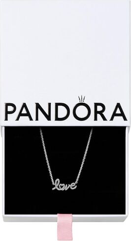 قلادة PANDORA Love من الفضة الإسترلينية مرصعة بزركونيا مكعبة شفافة، مع صندوق هدايا، 45 سم in Saudi Arabia