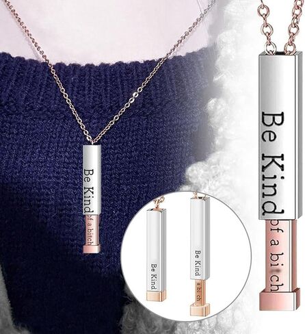 Be Kind Of A B Necklaces For Women with Hidden Message Necklace Be Kind Of A B 3D Engraving Vertical Bar Necklace Best Friend Necklace Stainless Steel Square Tubes Pendant To Best Friends Sisters in Kuwait