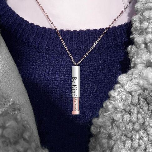 Be Kind Of A B Necklaces For Women with Hidden Message Necklace Be Kind Of A B 3D Engraving Vertical Bar Necklace Best Friend Necklace Stainless Steel Square Tubes Pendant To Best Friends Sisters in Kuwait