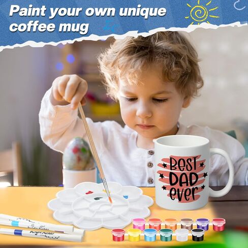 Ninehaoou Paint Your Own Mug Kit for Adult Includes Blank Ceramic Coffee White Mugs and Painting Supplies, Personalized Mug Kit for DIY Craft Decoration Painting Christmas Father's Mother's Gifts in Kuwait
