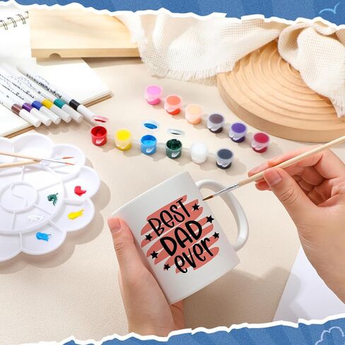 Ninehaoou Paint Your Own Mug Kit for Adult Includes Blank Ceramic Coffee White Mugs and Painting Supplies, Personalized Mug Kit for DIY Craft Decoration Painting Christmas Father's Mother's Gifts in Kuwait