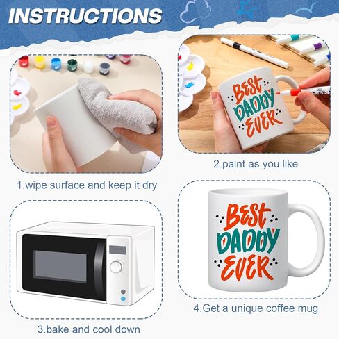 Ninehaoou Paint Your Own Mug Kit for Adult Includes Blank Ceramic Coffee White Mugs and Painting Supplies, Personalized Mug Kit for DIY Craft Decoration Painting Christmas Father's Mother's Gifts in Kuwait