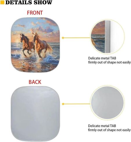 Seaside Horses Printed Sun Shade for Car Windshield Foldable 2pcs Sun Shield Automotive Window Sunshades Interior Sun Protection UV Rays Blocker in Kuwait