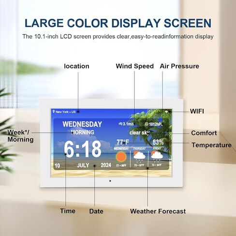 10.1 Inch WiFi Family Digital Calendar Planner with Custom Memo Reminders,Display Time Date Weather Forecast,Dementia Alzheimers Wall Calendar (White) in Saudi Arabia